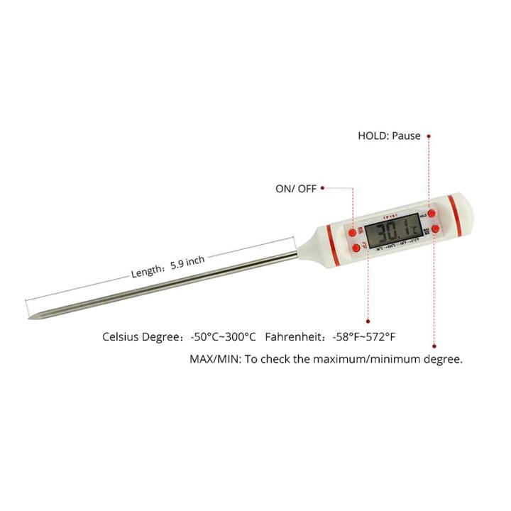Cooking Thermometer Digital Meat Food Thermometer Instant Read Long Probe Auto Off LCD Screen Kitchen Thermometers for BBQ Meat Sugar Milk Water Jam Grill (Battery Included)