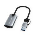 HDMI Video Capture Card USB 3.0 4K 1080P HDMI - compatible to USB / Type c - USB A / USB C 2in1 TO HDMI Connector 4K Stream Record Audio Game Thunderbolt 4 for PS5 Xbox TV Stick iPad Pro Macbook PC. 