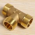 2X Brass T Shape Water Fuel Pipe Equal Male Tee Adapter Connector 1/2 Inch Thread. 