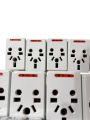 universal travel adapter 3 pin to 2 pin converter Multi plug socket Multiplug Adapter White with Safety Shutter 16A. 