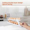 2-Tier Egg Dispenser Egg Holder for Fridge, Egg Dispenser, Automatic Rolling Egg Container, Space Saving Egg Tray for Refrigerator, Egg Holder, Refrigerator, Rolldown Egg Dispenser Auto Rolling Egg Holder Storage Rack. 