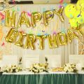Golden Happy birthday Foil Balloons Banner Decoration heme- Including Happy Birthday foil Balloons Banner, 30 Latex Balloons, 5 Confetti Ballooons, Foil Star's and Foil Heart's Balloons and Back Gold Curtain. 