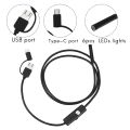 3-In-1 Industrial Endoscope Borescope Inspection Camera Built-in 6 LEDs IP67 Waterproof USB Type-C Endoscope for Android Smartphones/PC(1M 7Mm). 