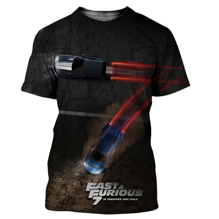 New 3D Movie The Fast And The Furious Print T Shirt Paul Walker Graphic T-shirts For Men Kid Fashion Hip Hop Short Sleeves Tees