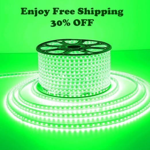 Green Flexible Rope Led Strip Light Water Proof with Adapter - Multiple Sizes LED Rope Light for Indoor and Outdoor Use Long Life Bulb Rope Light