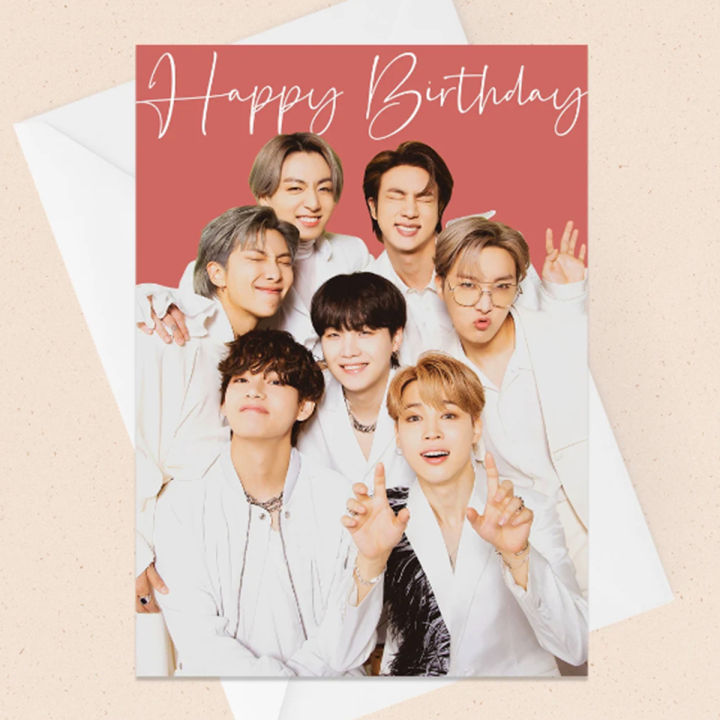 BTS Birthday Cards for Army Kpop Fans BT21 Greeting Card Folded