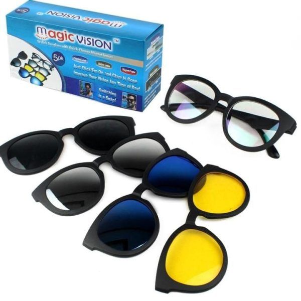 5 In 1 Magic Vision Stylish Sunglass With Quick-change Magnet Lenses | 5 Different Colors