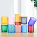 Techmanistan Pack of 3 - Random Colors 200ml Empty Glass Candle Jars With Wooden Lid, Glass Tins. 