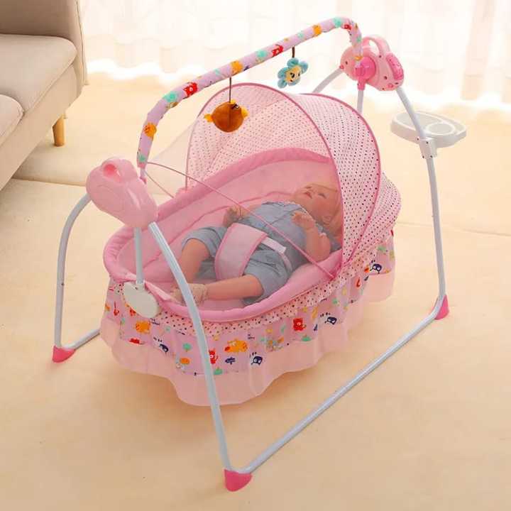 Electric Baby Cradle Auto Swing Bed with Music Function Baby Cradle Space Crib Infant Rocker laptop stand Daraz.pk