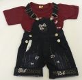 Stylish Denim Rompers/Dangri Dress Set With Shirt for Baby Girls. 