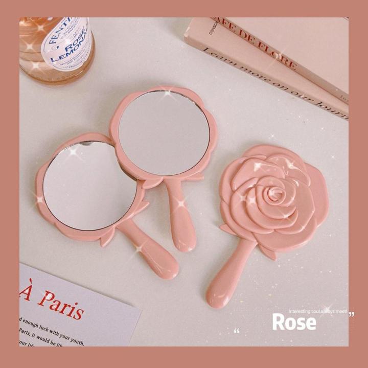 Makeup Mirror Princess Mirror Handle Mirror Hand Held Vanity Mirror Holding A Flower Makeup Mirror In Hand