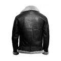 Black Shearling Leather Jacket For Men. 