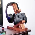 "Fresco Alif" PS5 Headset Holder with 2 Controller Holders, Headphone Holder Table, Gaming Headset Stand Made of Wood, Headphone Stand Gaming for PC Xbox One PS4, Headset Stand. 