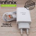 Infinix Original 45W Fast Charger / Infinix 45W Fast Charging Adapter with Cable / Infinix 45 Watt Box Pulled Original Power Adaptor with Cable for Note 20, Note 30, 40, 40pro 5G, Zero 30, Zero x,Zero x Pro Zero 20, Gt 20, Gt 50pro,Hote 40. 
