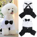 Pet Dog Cats Clothes Prince Tuxedo Bow Tie Suit Puppy Costume Jumpsuit Coat S-XXL. 