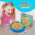Fishing Game Play Set Includes 15 Fish and 4 Fishing Poles on Rotating Board with Music On/Off Switch for Quiet Play | Board Game for 1-4 Players. 
