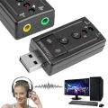 External USB Sound Card and Audio Adapter USB 2.0 Virtual 7.1 Channel Stereo 3.5mm Headphone Audio Adapter Microphone Sound Card and audio enhancer for Gamers. 