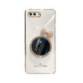 For OPPO A12e Back Cover + Bowknot Makeup Mirror Fashion Shiny Plating Square Bumper Bling Girls Phone Case Soft TPU Silicone Shockproof Back Cover. 