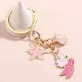 Cute Keychain Shell Starfish Conch Mermaid Fish Scale Key Ring Sea Key Chains Summer Gifts For Women Men DIY Handmade Jewelry. 