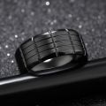 Exquisite Competitive Men Stainless Steel Vintage Onyx Black Tourmaline Ring. 