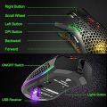 Wireless Gaming Mouse Computer Mouse with Honeycomb Shell 6 Programmed Buttons 3 Adjustable DPI USB Receiver Ergonomic RGB Optical Gamer Mice Mouse for Laptop PC Mac. 