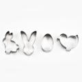 4pcs/set Stainless Steel Easter Cookie Cutter Biscuits Easter Egg Rabbit Cookie Stamps Bakeware Fondant Cutter Mold For Baking. 