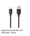 PowerLine Micro USB Cable for Android - 3ft / 0.9 m - Black. 