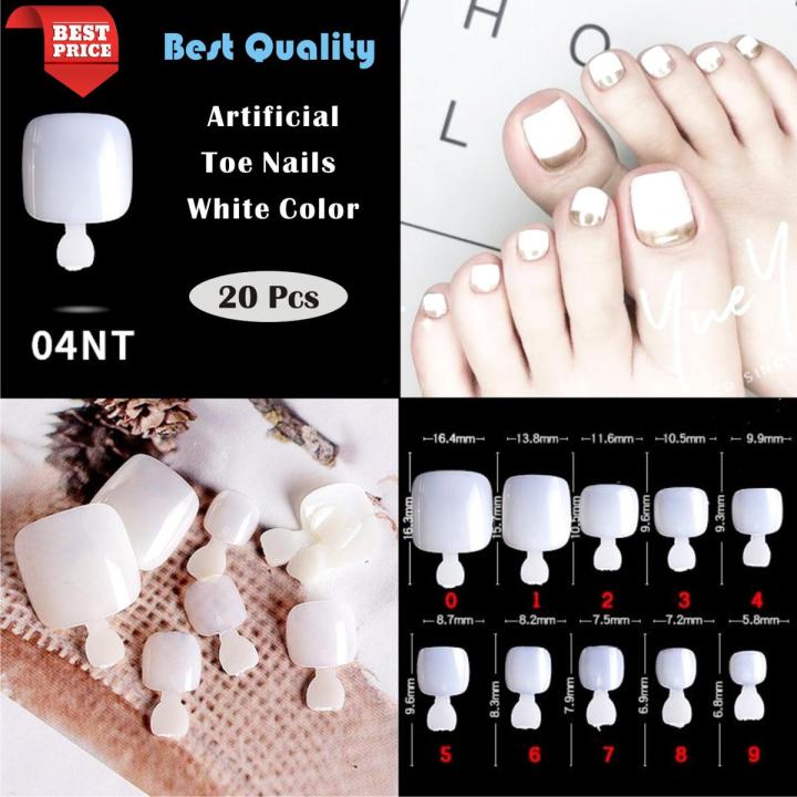 20pcs White Artificial Toe Full Cover Nails