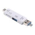 D-188 3 in 1 TF & USB to Micro USB & Type-C Card Reader OTG Adapter Connector. 