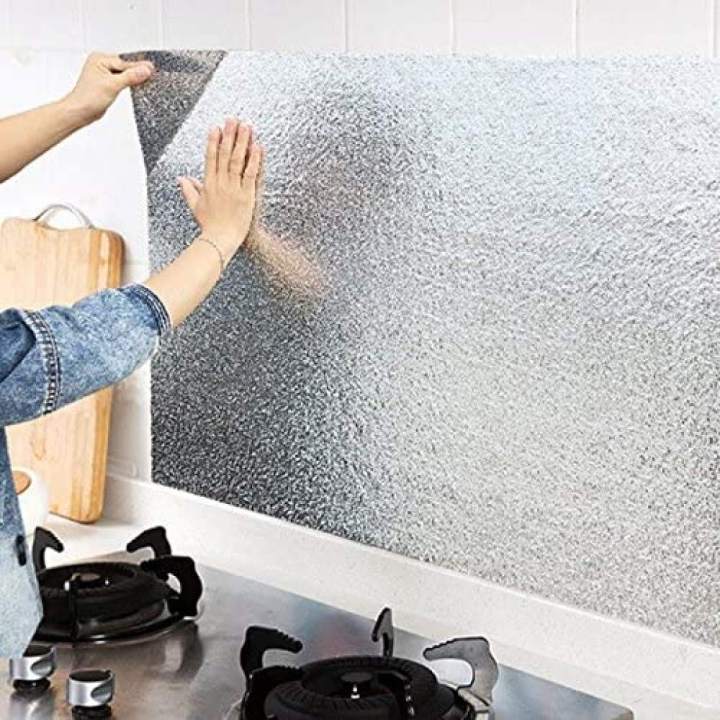 Waterproof Oil Proof Aluminum Foil Sticker Self Adhesive Wallpaper Kitchen Stove Wall Stickers