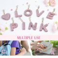 1Pc A-Z Shine Letter Pendant Accessories For Cup Pink Initial ID Keychain Handle Pendant For Girls Water Bottle Car Key Chain CDHBD. 