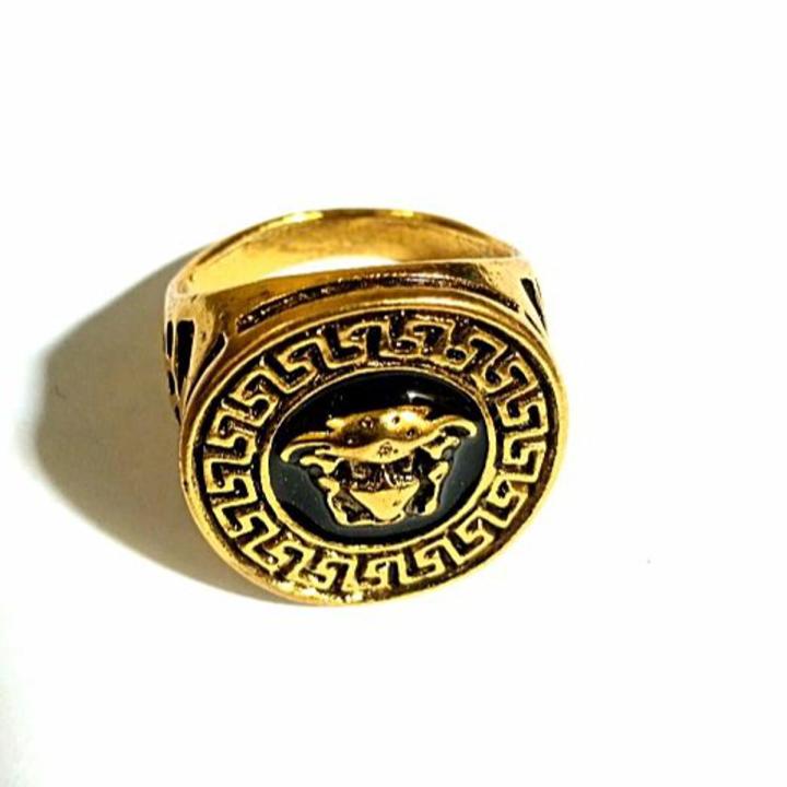 Titanium Gold And Black Lion Logo Shape Ring For Men And Boy | Daraz.pk