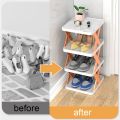Multi-Layer Shoe Rack Storage Organizer, Foldable Shoe Rack Organizer, Narrow Shoe Rack, Small Vertical Shoe Stand, Space Saving DIY Shoe Storage Rack for Dorm, Entryway, Closet. 
