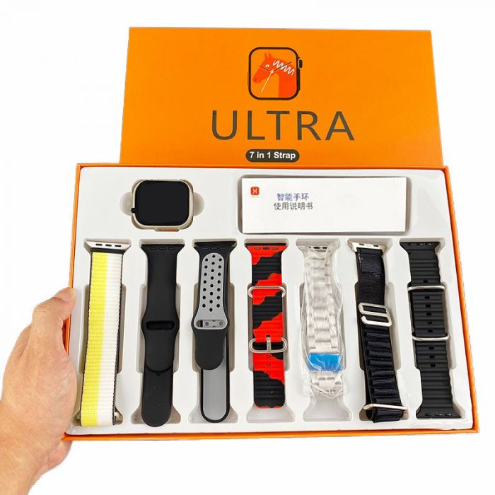 Ultra%207%20in%201%20Strap%20Smartwatch%2049mm%20%7C%20Series%208%20Ultra%20Smart%20Watch%2049mm%20with%207%20pair%20Stras%20%7C%20Bluetooth%20Calling%20%7C%20Sports%20Mood%20%7C%20Watch%20for%20Men%20Women%20Kids%20-%20Image%202