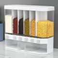 Wall-Mounted Cereal Dispenser Dry Food Dispenser Rice Container Divided Storage. 