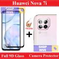 Huawei Nova 7i Full Black 9D|5D|6D|10D|11D|21D Tempered Glass Screen Protector Full Glue Edge To Edge + Back Camera 9H Gorilla Flexible Protector For Huawei Nova 7i. 