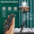 Bluetooth R1S Remote Tripod and Selfie Stick For Mobile Phone in Black Color. 