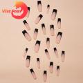 Stylish False Nails Stylish Durable French Nail Set 24pcs Rectangular Water Pipe Design Fake Nails for A Trendy Look. 