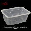 Pack of 10 - 1000 ML. Microwave Disposable Food Storage Boxes - Clear Transparent Plastic. 