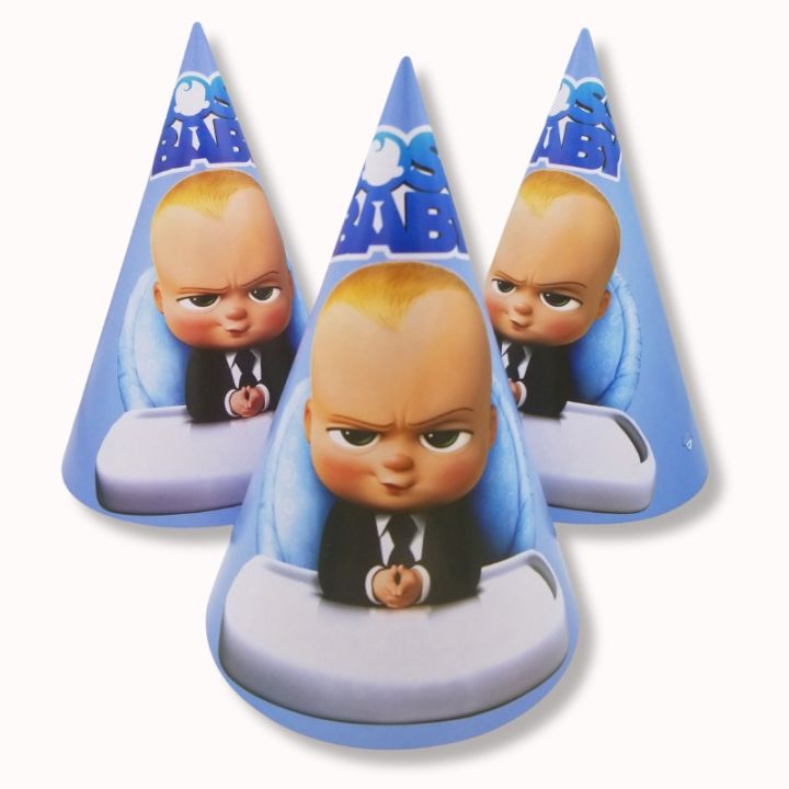 BOSS BABY THEME BIRTHDAY PARTY CAPS ( PACK OF 10 ) BOSS BABY CAPS FOR BIRTHDAY PARTY WEAR - BIRTHDAY DECORATION ITEMS