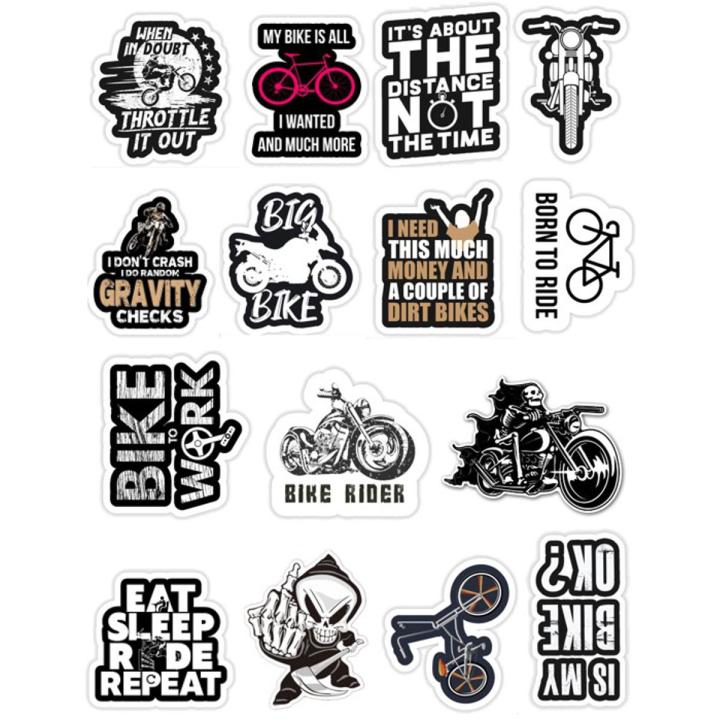 10 Pcs Bike New Black and White Funky Stickers Pack for Laptop Desk Phone DIY Stickers - JangoMango Store