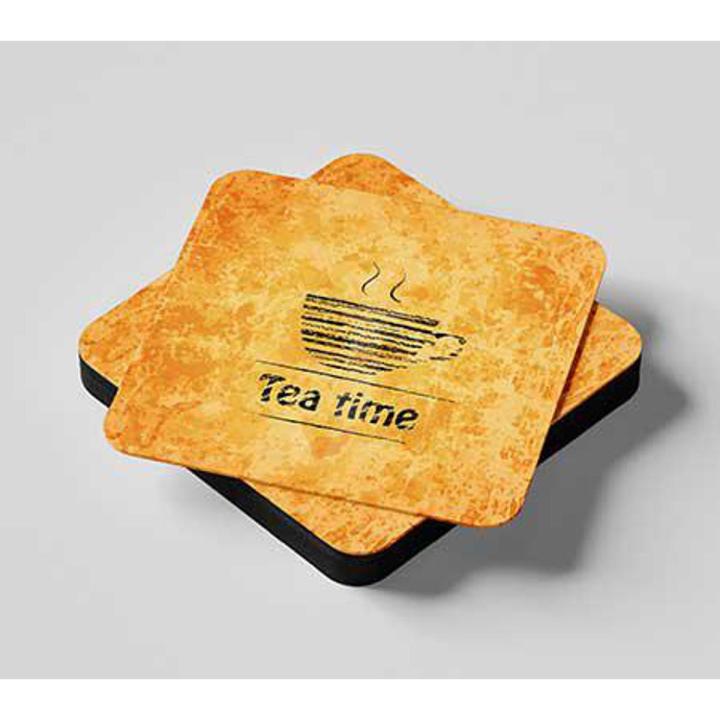 4 Pieces of Chai Time Design Custom Tea Coasters Set Printed Customize your own Square Shape pack of 4 coaster Coffee mug mat favourite plus