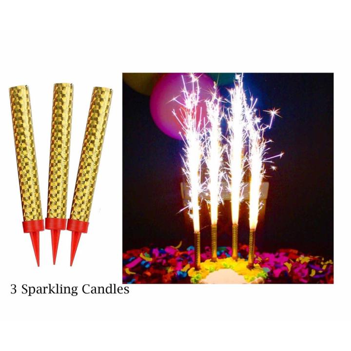 Pack Of 3 Birthday Sparkling Candles  For Birthday Cake Birthday Decoration Birthday Accessories