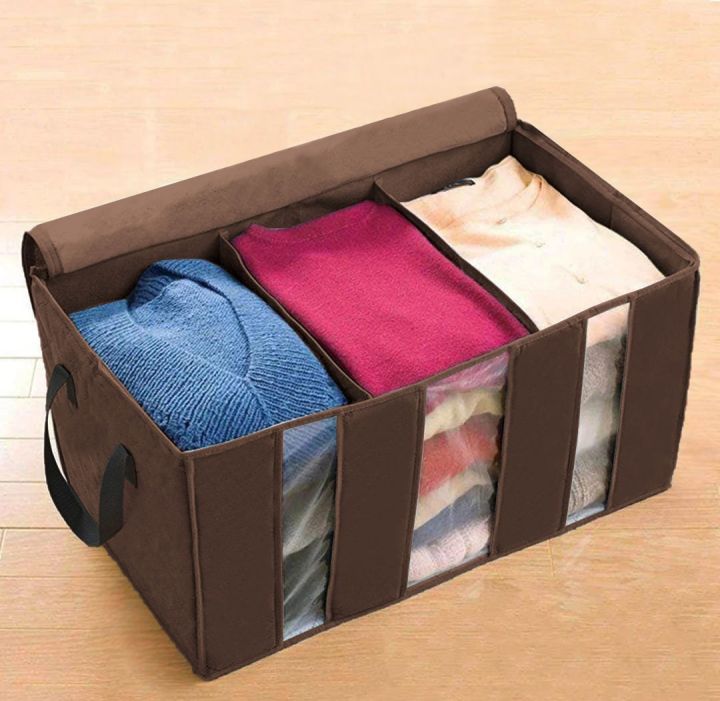 3 Compartment Storage Bag/Foldable Storage Bag/Great for Clothes, Blankets, Closets, and More.