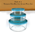 3 piece Glass bowl set with plastic lid BOWLS 3-Piece Glass Bowl Set, Nesting Glass Mixing / Storage Bowls with Lids, Stack able Storage Bowl Set, Container with Plastic lid. 