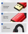 JSAUX 4K DisplayPort to HDMI Cable 15FT, DP to HDMI Video UHD 2K@120Hz/4K@30 Nylon Braided DP to HDTV Uni-Directional Cord for Dell, Monitor, Projector, Desktop, AMD, NVIDIA, Lenovo, HP, ThinkPad- RED. 