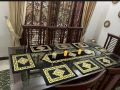 Table Dining Runner Mats 7 Pieces one Runner and 6 mats velvet fabric table decoration furniture decorate room style home improvement luxury velvet motive laser cutting applic work luxury style. 