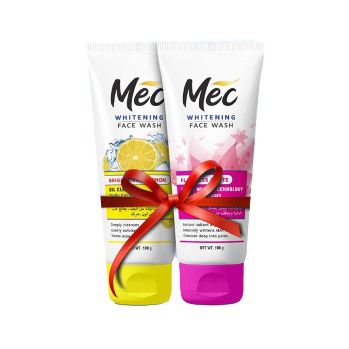 Mec Whitening Face Wash (Pack of 2) 100gm Flawless White, Oil Clean Lemon
