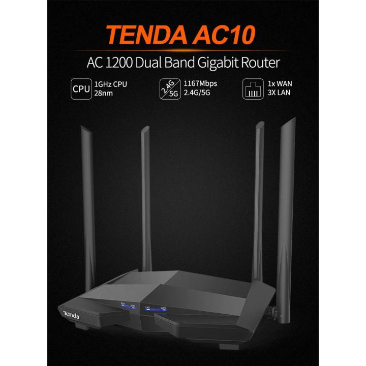 Tenda AC10 1200Mbps Smart Dual Band Gigabit WiFi wireless Router