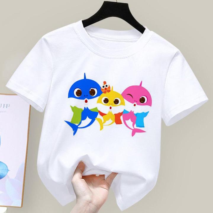 Baby Shark Doo Doo Doo Kids T Shirt Boys Girls Cartoon Pink Fong Cute Tops Children Casual Costume For1-12 Years in Stock
